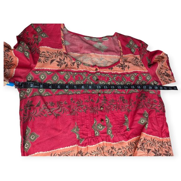 Bob Timberlake Bohemian Red & Peach Patterned Tunic Blouse Size Large - Picture 12 of 15